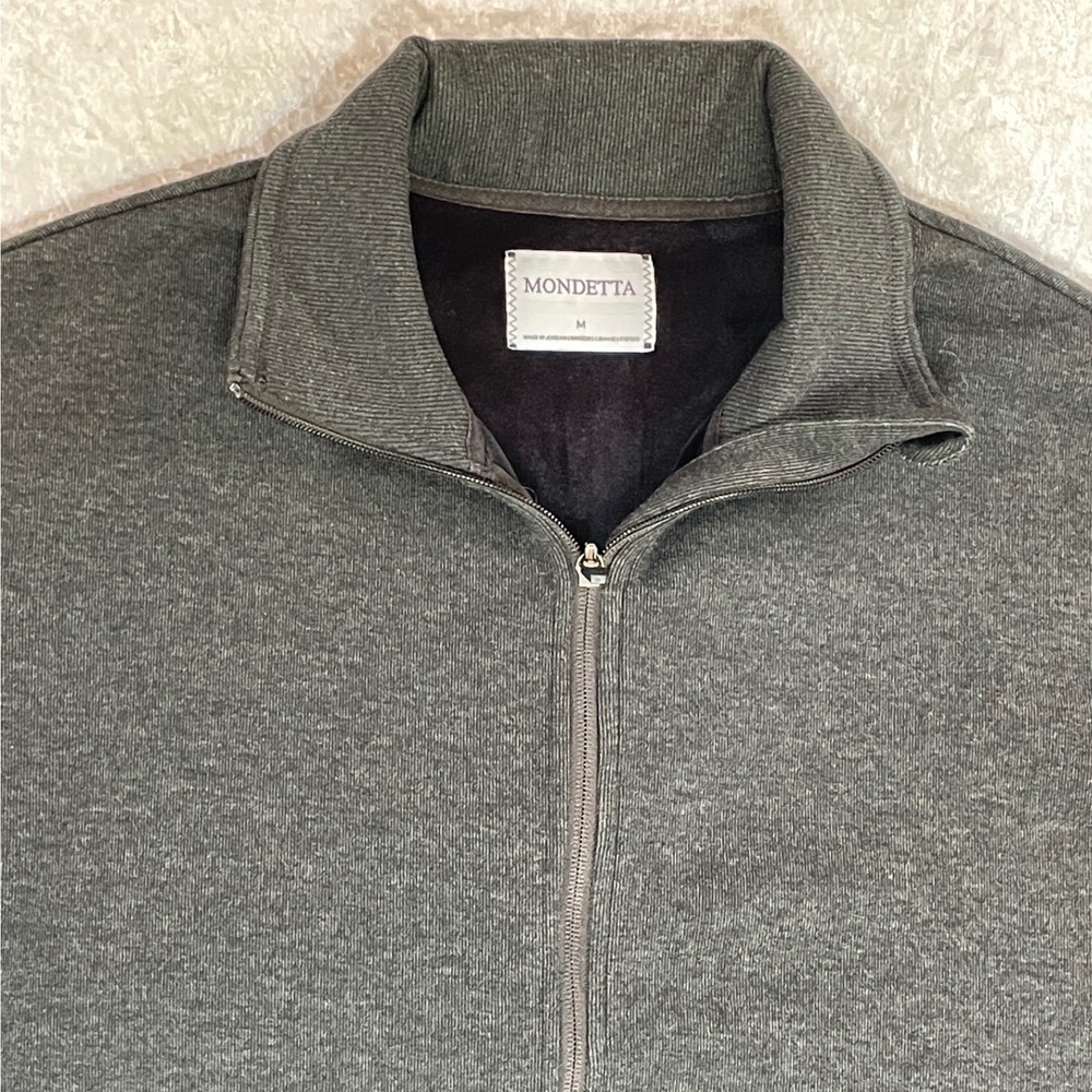 Mondetta Full Zip Jacket Men Medium Gray Excellent Heathered Stretch Mock Neck